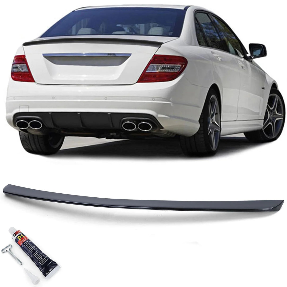 Mercedes C W204 Berlina 2007-2014 Spoiler Cofano Nero Lucido - autorivallo