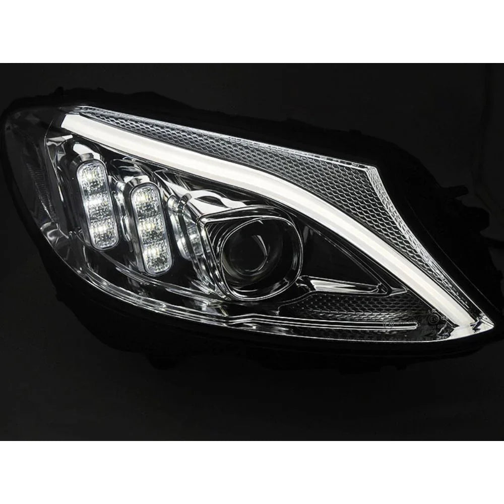 Mercedes C W205 2014-2018 Fari Anteriori LED Cromati Lightube - autorivallo