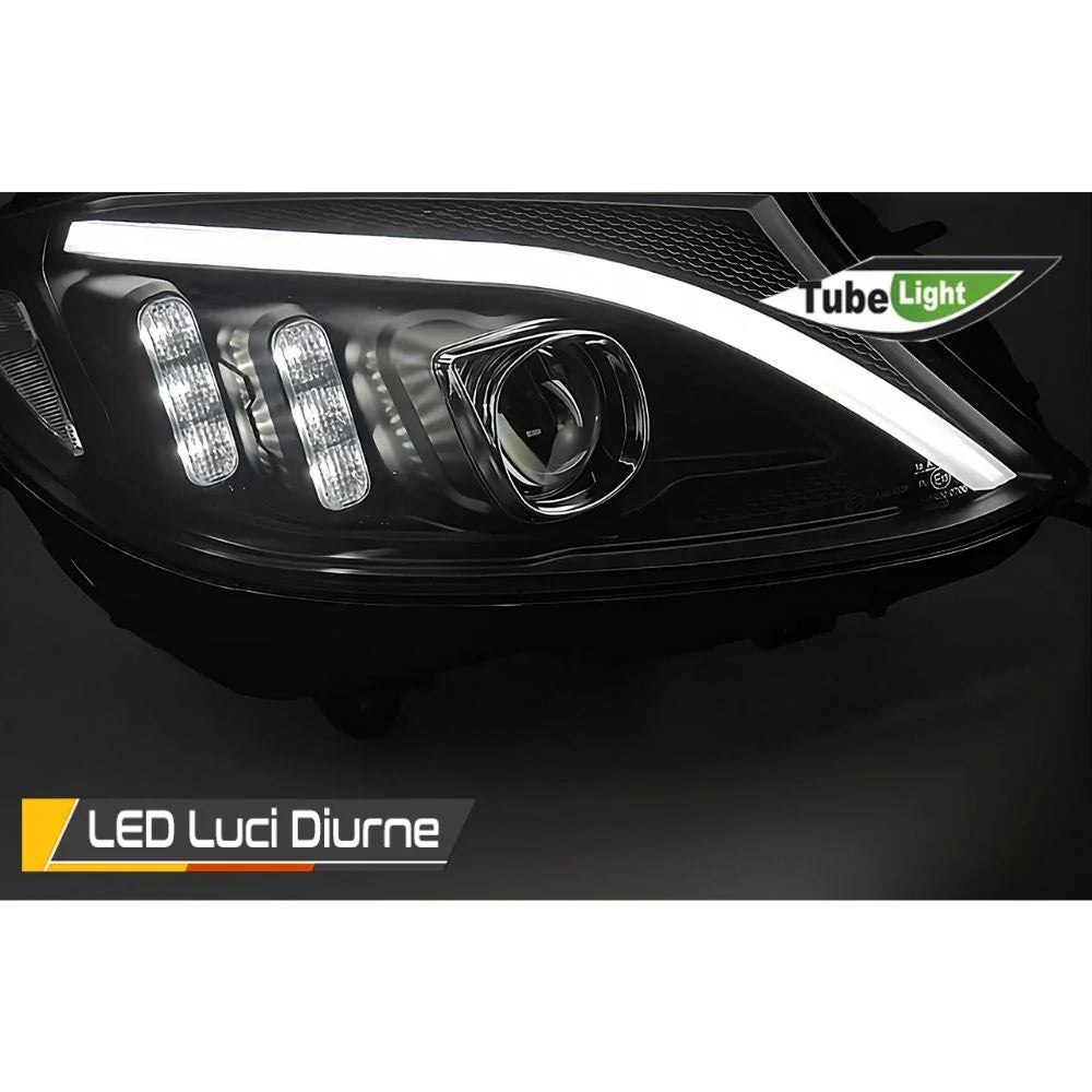 Mercedes C W205 2014-2018 Fari Anteriori LED Neri Lightube - autorivallo