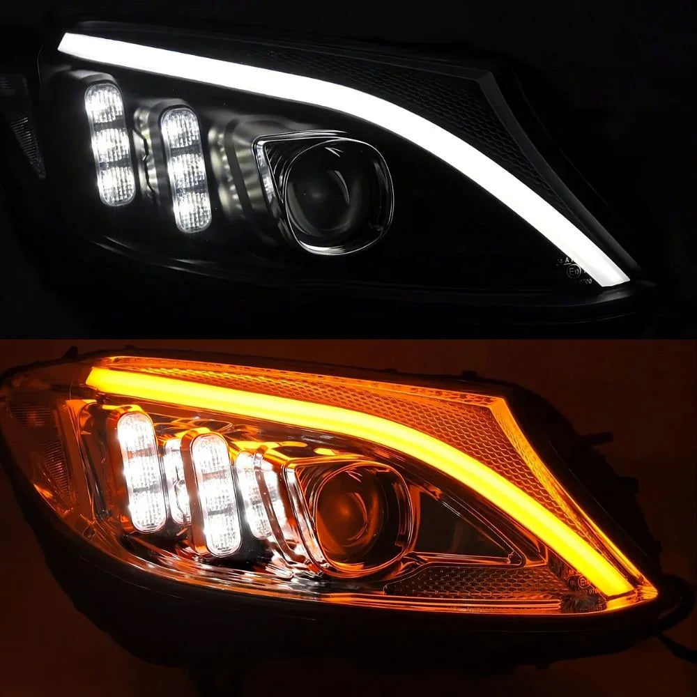 Mercedes C W205 2014-2018 Fari Anteriori LED Neri Lightube - autorivallo