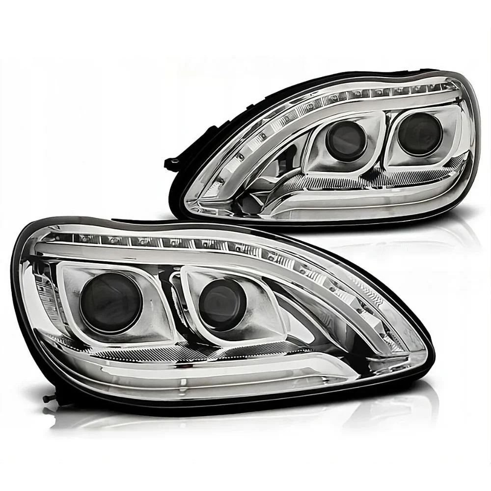 Mercedes Classe S W220 98-05 Fari Anteriori a LED Cromati - autorivallo