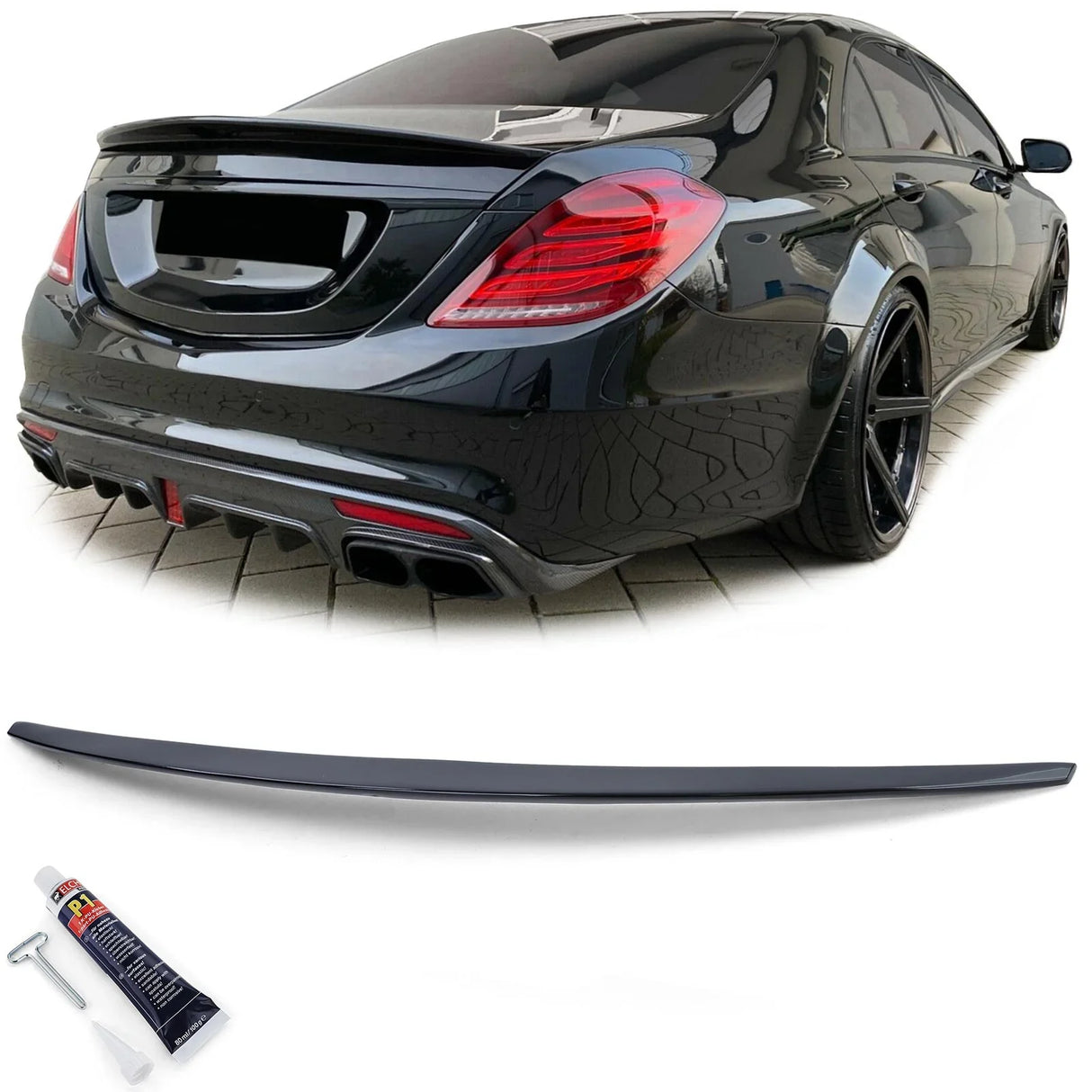 Mercedes Classe S W222 13-20 Spoiler Cofano Nero Lucido - autorivallo