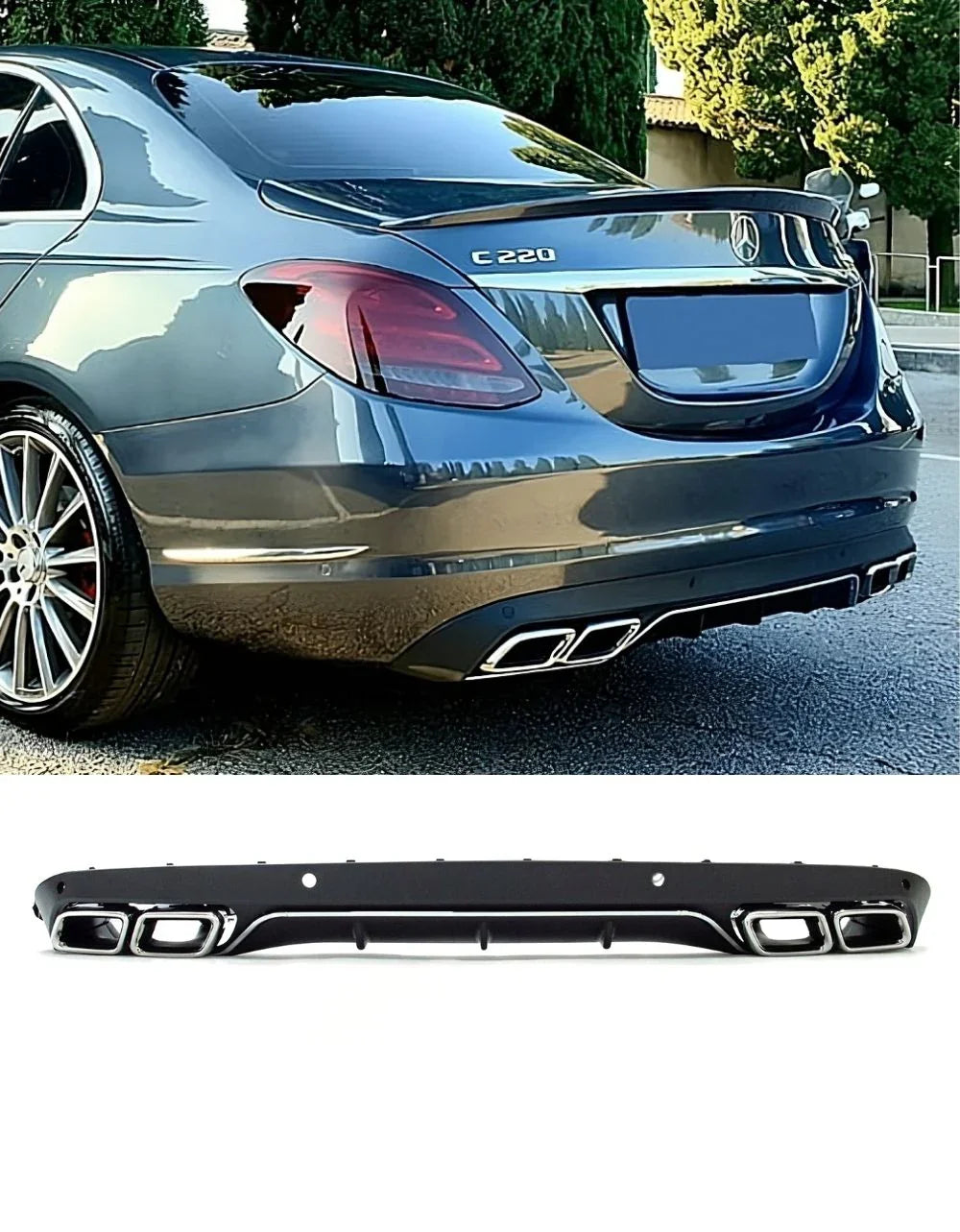 Mercedes Classe C W205 Diffusore AMG Look C63 Doppia Uscita - autorivallo