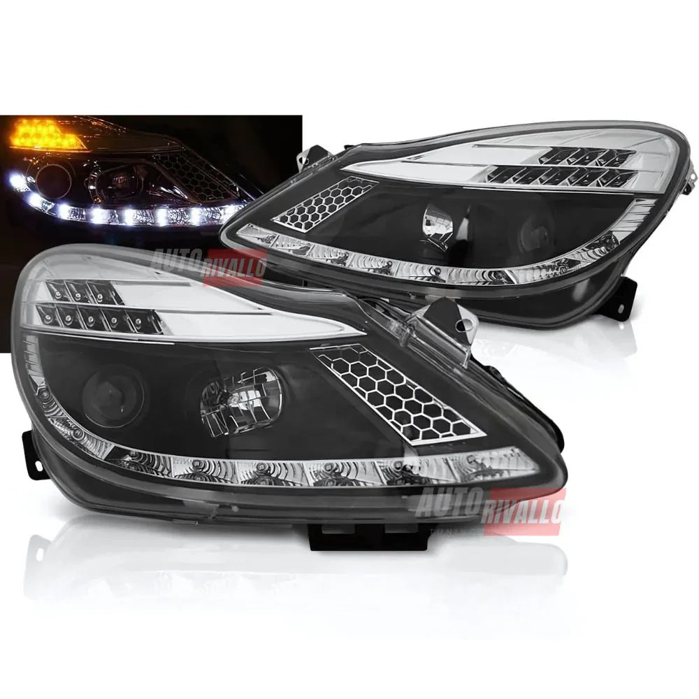 Opel Corsa D 2006-2010 Fari Anteriori LED Diurne Nero - autorivallo