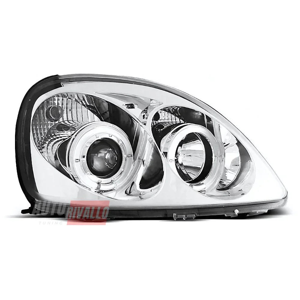 Toyota Yaris P1 99-03 Fari Anteriori Angel Eyes LED Cromati - autorivallo