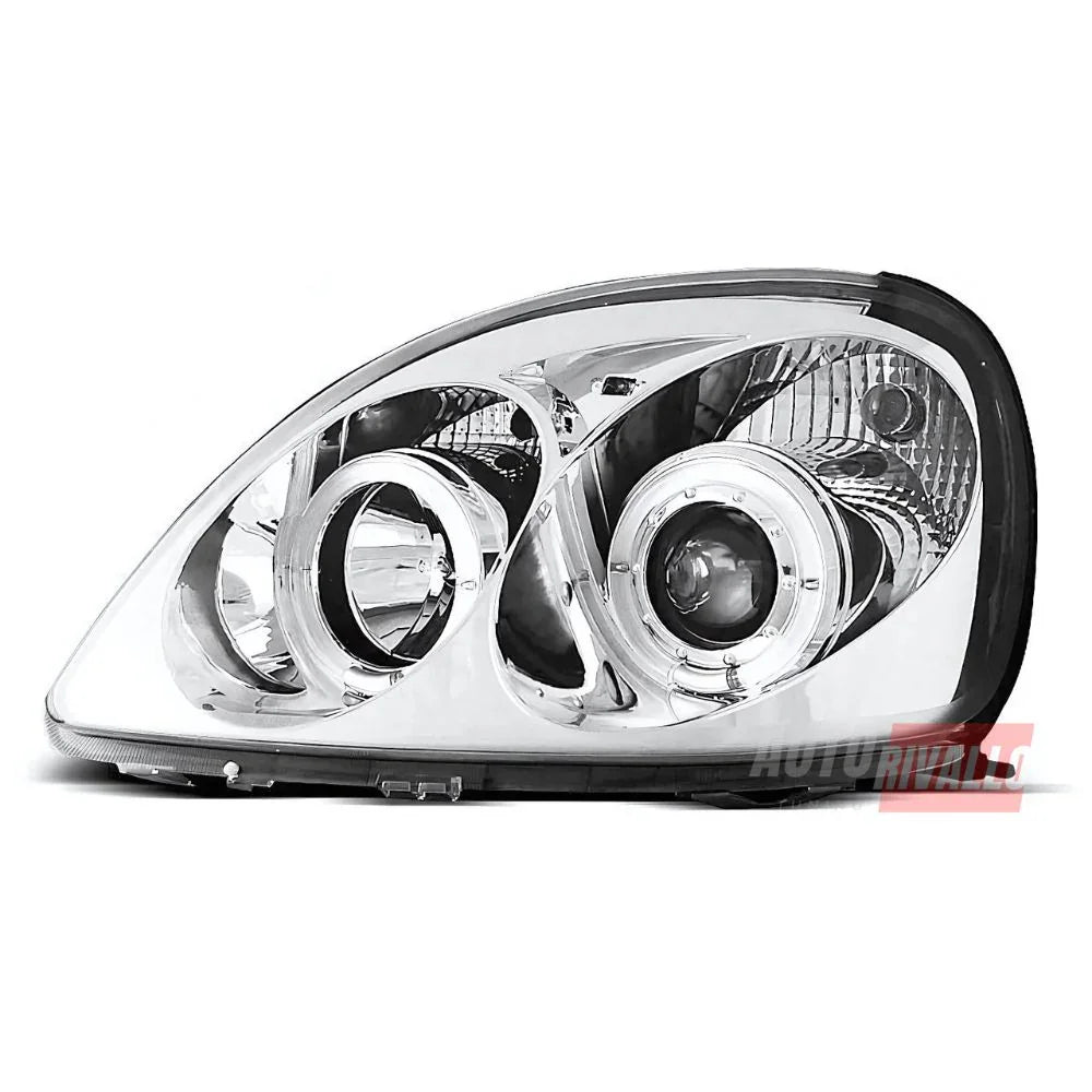 Toyota Yaris P1 99-03 Fari Anteriori Angel Eyes LED Cromati - autorivallo