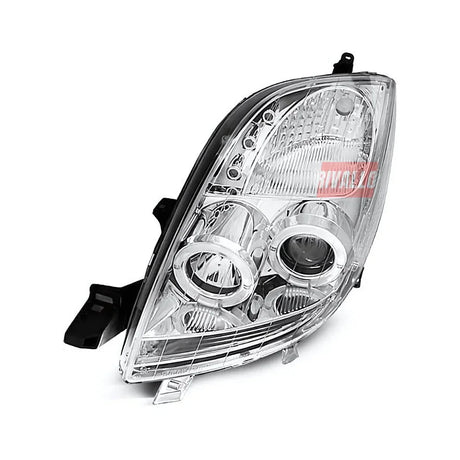 Toyota Yaris 2005-2009 Fari Anteriori Angel Eyes LED Cromati - autorivallo