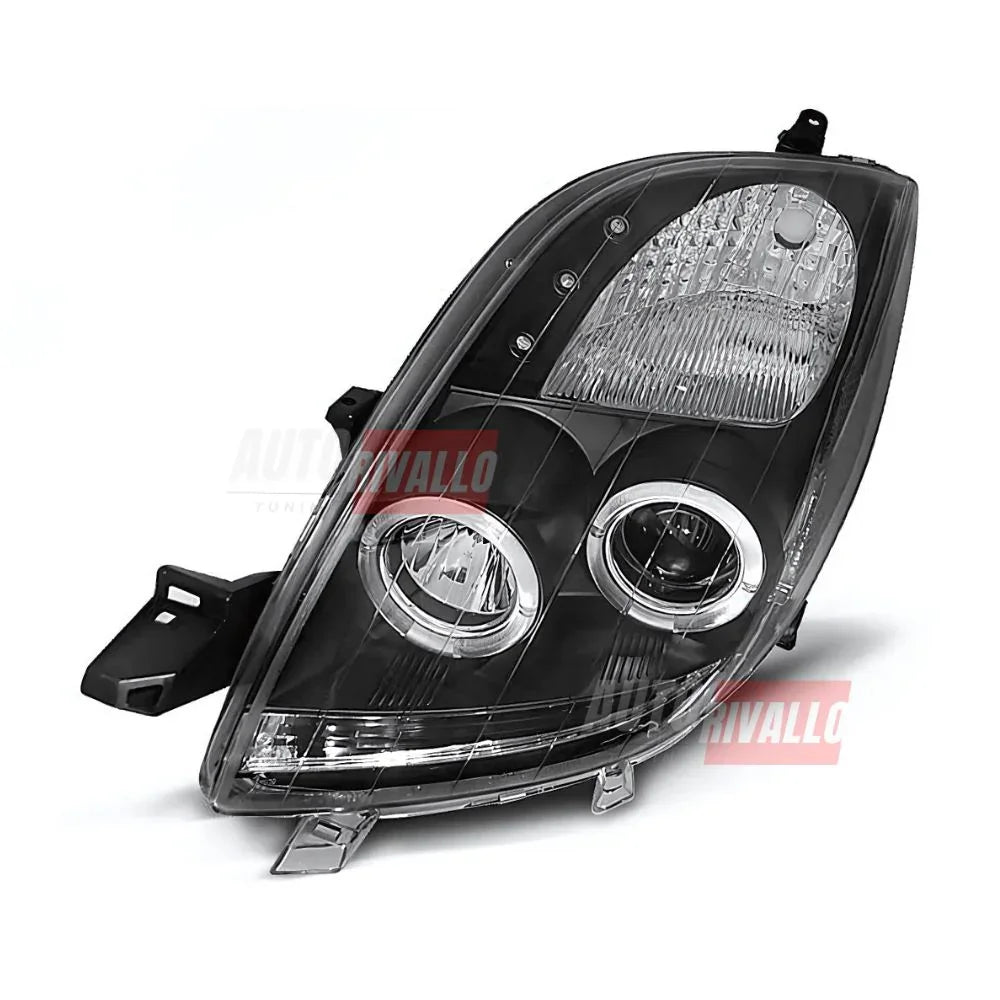 Toyota Yaris P9 2005-2009 Fari Anteriori Angel Eyes LED Neri - autorivallo