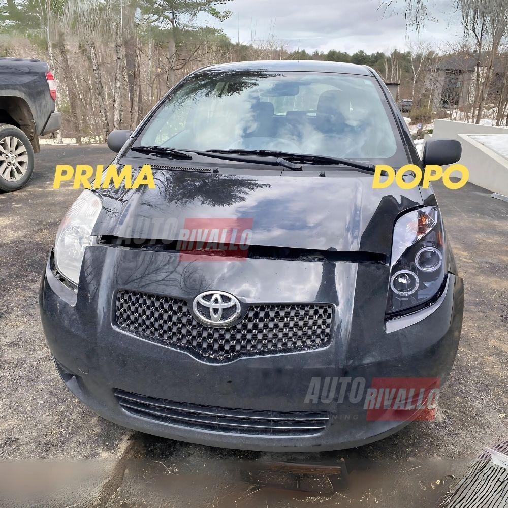 Toyota Yaris P9 2005-2009 Fari Anteriori Angel Eyes LED Neri - autorivallo