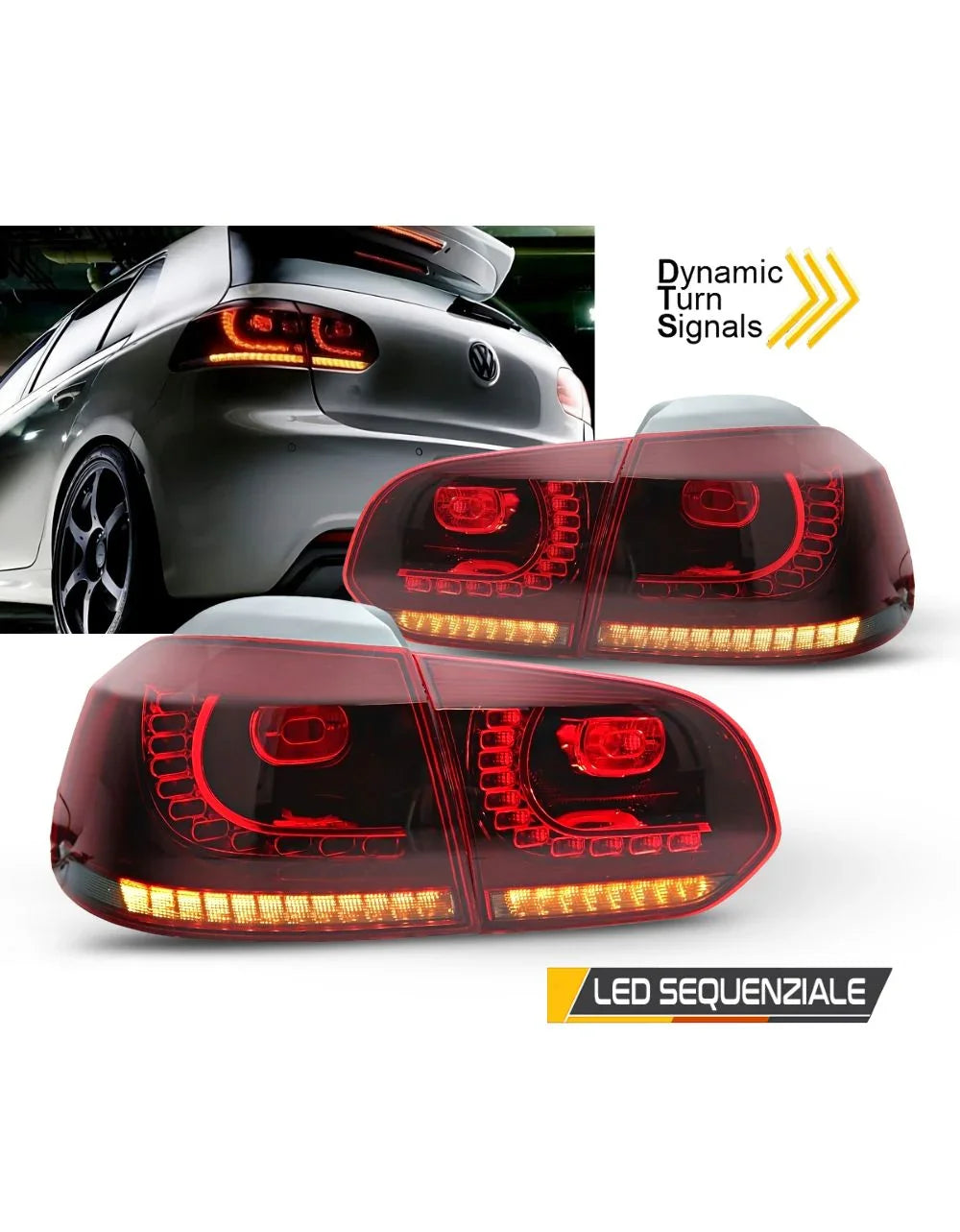 VW Golf 6 08-12 Fanali Posteriori LED R20 Frecce Dinamiche - autorivallo