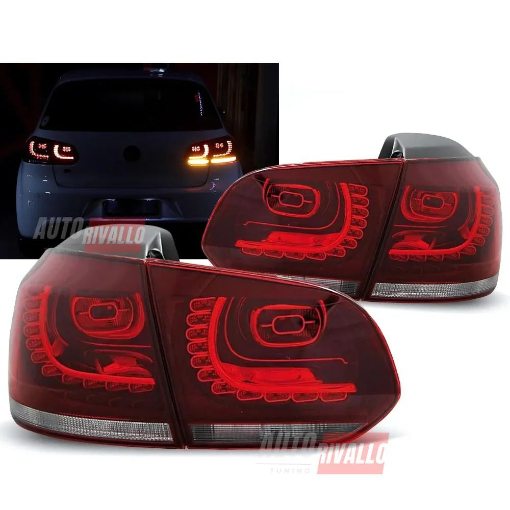 VW Golf 6 2008-2012 Fanali Posteriori Stop LED Rosso Chiaro - autorivallo