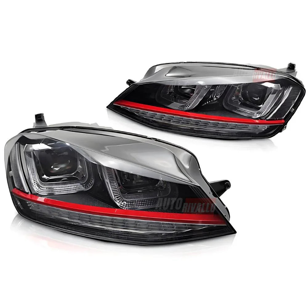 VW Golf 7 12-17 Fari Anteriori GTI Look Frecce Dinamiche LED - autorivallo