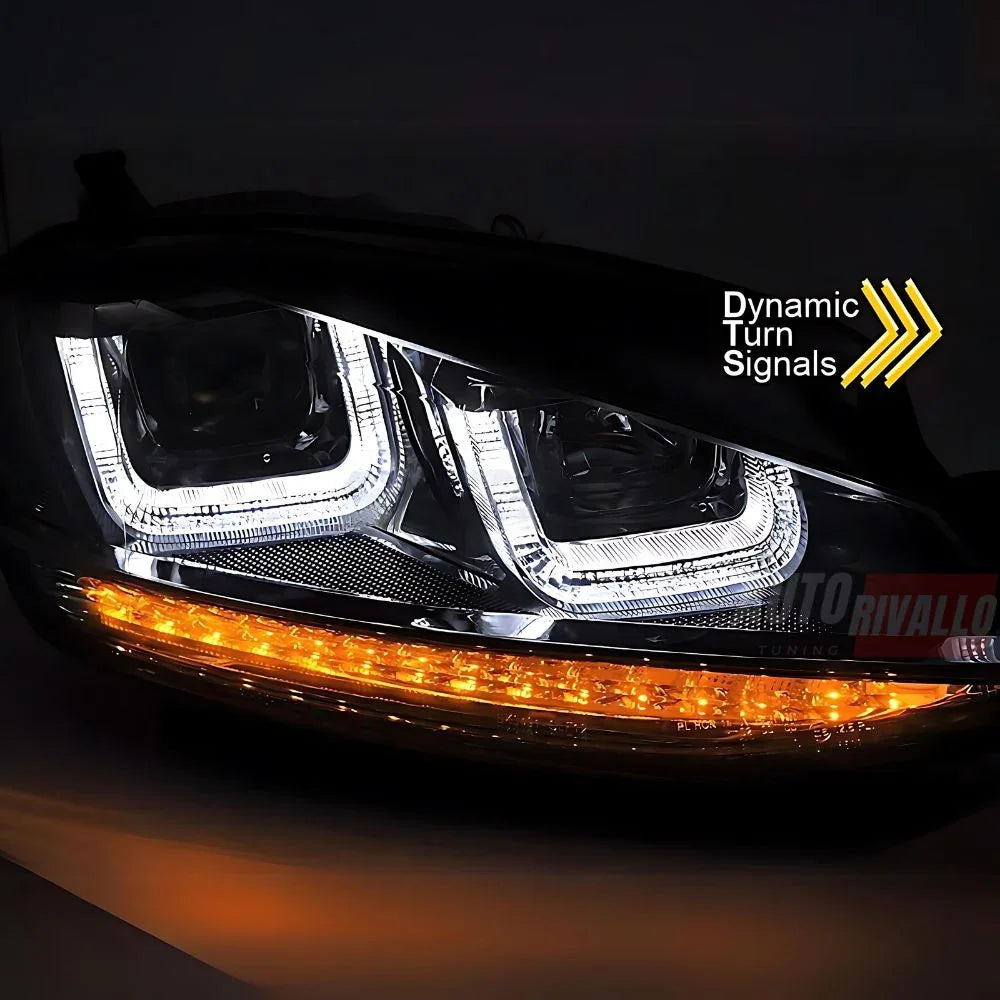 VW Golf 7 12-17 Fari Anteriori GTI Look Frecce Dinamiche LED - autorivallo