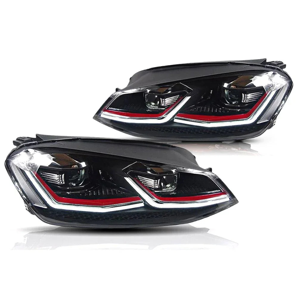 VW Golf 7 2012-2017 Fari Anteriori LED GTI Look Freccia SEQ - autorivallo