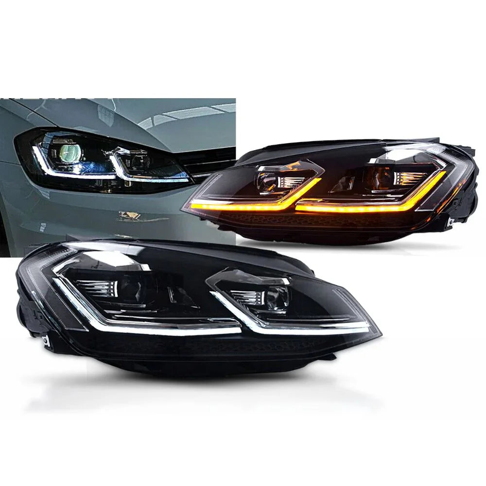 VW Golf 7 2012-2017 Fari Anteriori LED Look R-Line Freccia SEQ - autorivallo