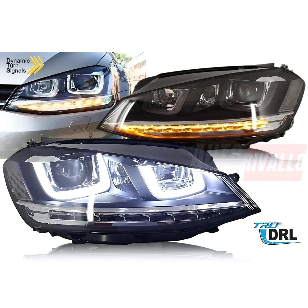 VW Golf 7 2012-2017 Fari Anteriori Con Frecce Dinamiche LED - autorivallo