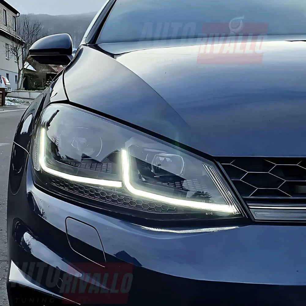 VW Golf 7 2012-2017 Fari Anteriori LED Look G7.5 Total Black - autorivallo