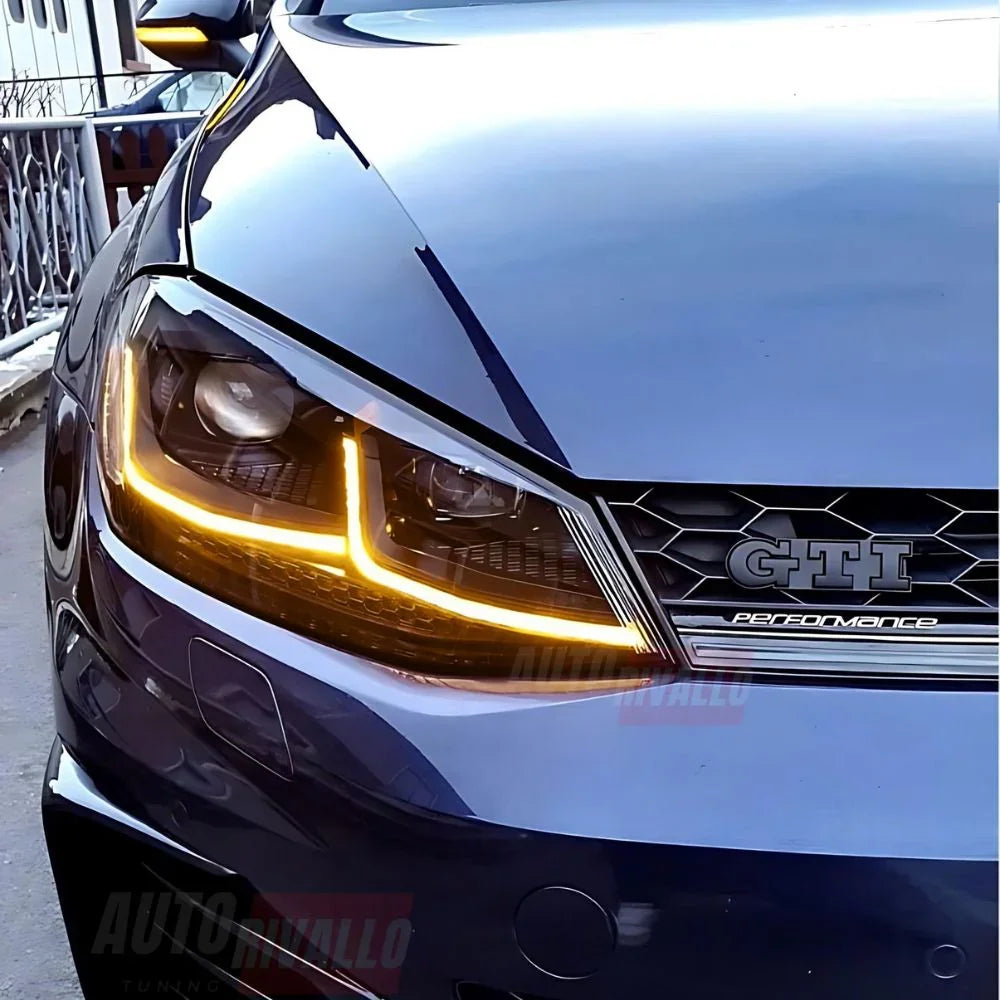 VW Golf 7 2012-2017 Fari Anteriori LED Look G7.5 Total Black - autorivallo