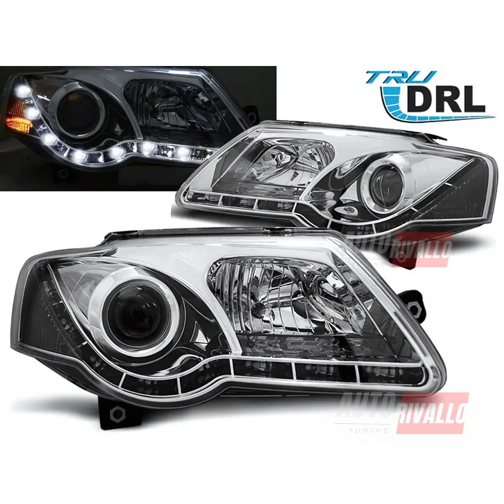 VW Passat 3C B6 2005-2010 Fari Anteriori Con Luci Diurne LED - autorivallo