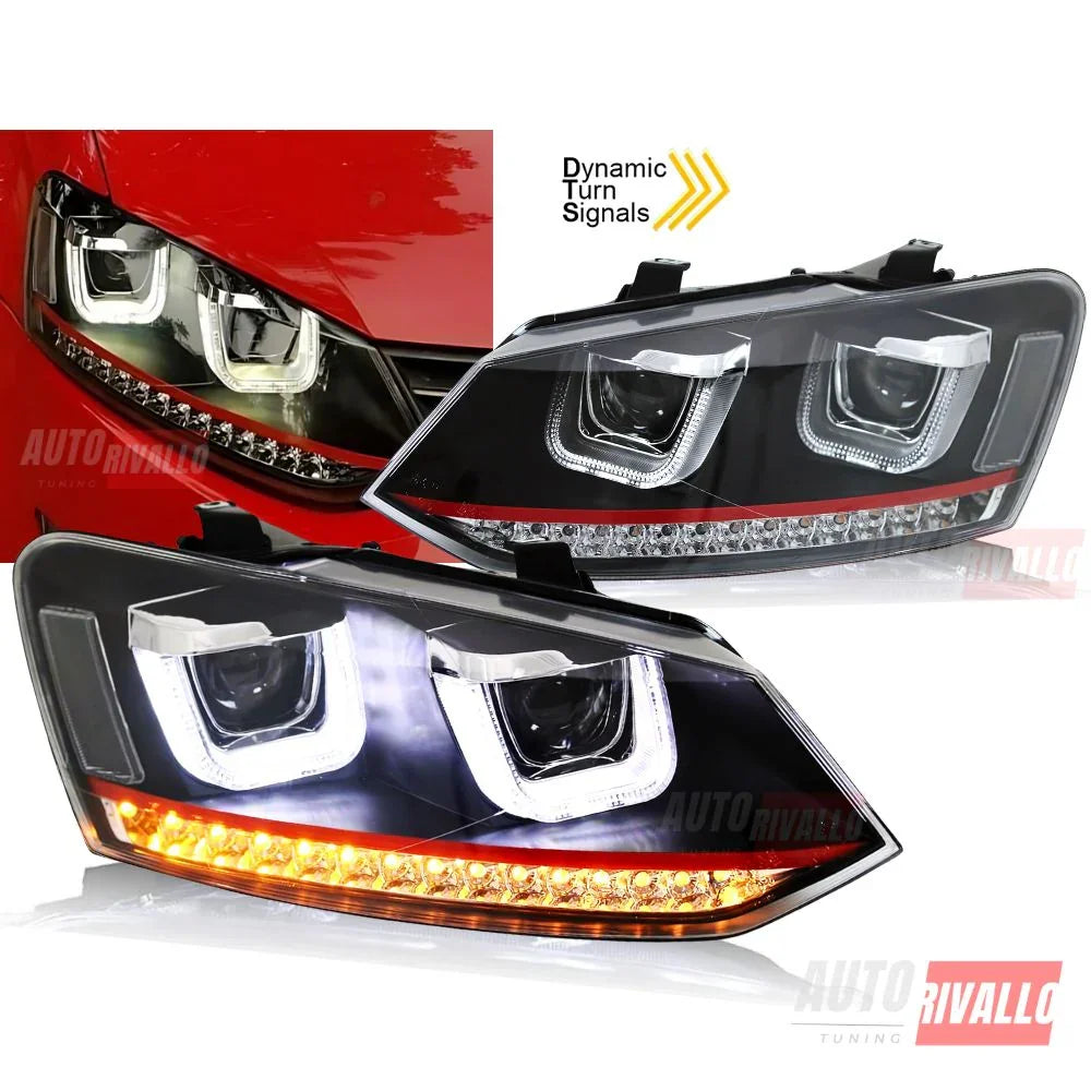 VW Polo 6R 6C 2009-2017 Fari Anteriori LED Frecce Dinamiche - autorivallo