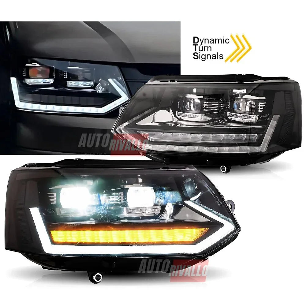 VW T5 Facelift 2010-2015 Fari Anteriori Full LED Frecce SEQ - autorivallo
