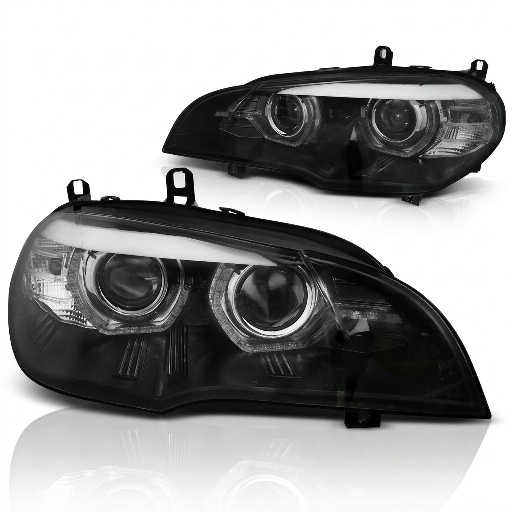 Faro anteriore LED Angel Eyes 3D acceso con luce diurna DRL per BMW X5 E70