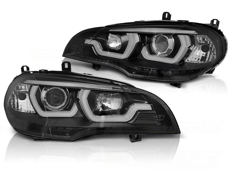 BMW X5 E70 2007-2013 Fari Anteriori LED Light Tube Nero - autorivallo