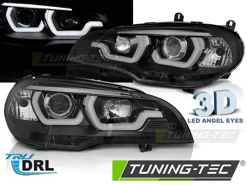 BMW X5 E70 2007-2013 Fari Anteriori LED Light Tube Nero - autorivallo
