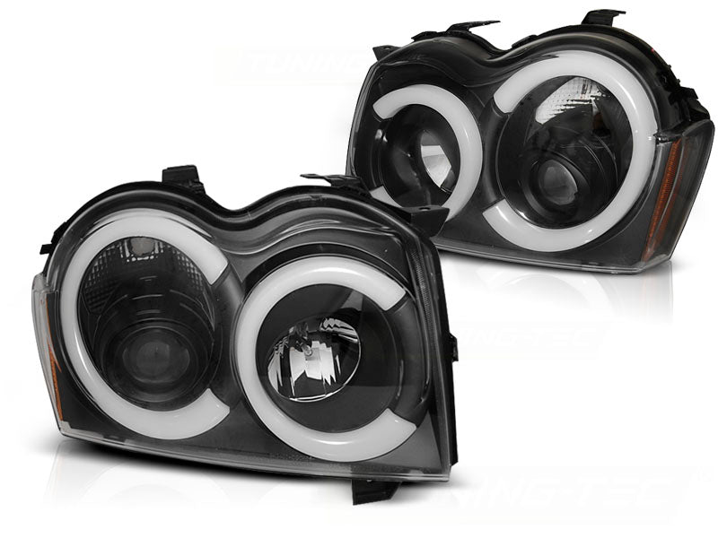 Jeep Grand Cherokee 2005-2007 Fari Anteriori LED Light Tube Nero - autorivallo