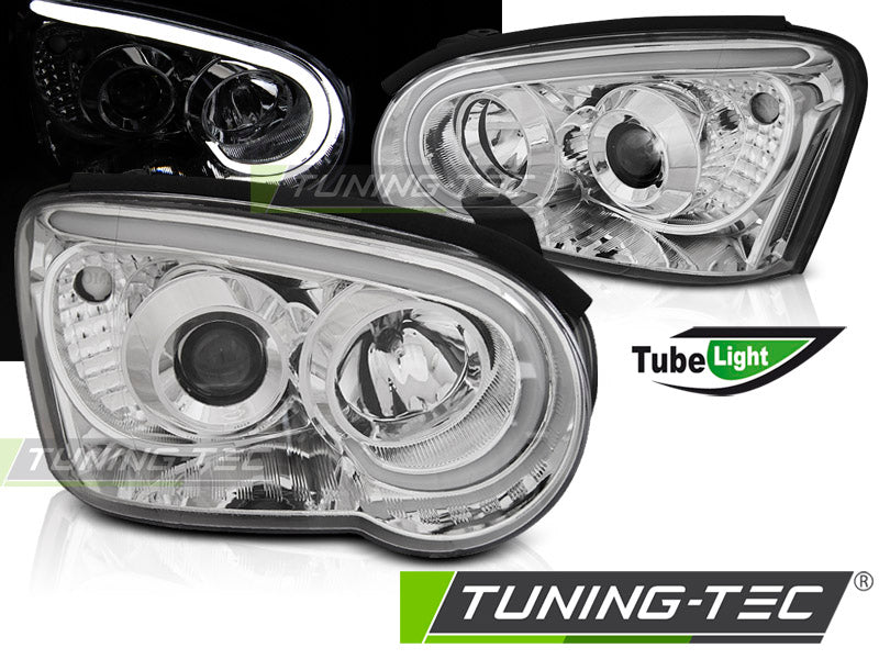 Subaru Impreza II 2003-2005 Fari Anteriori LED Light Tube Cromati - autorivallo