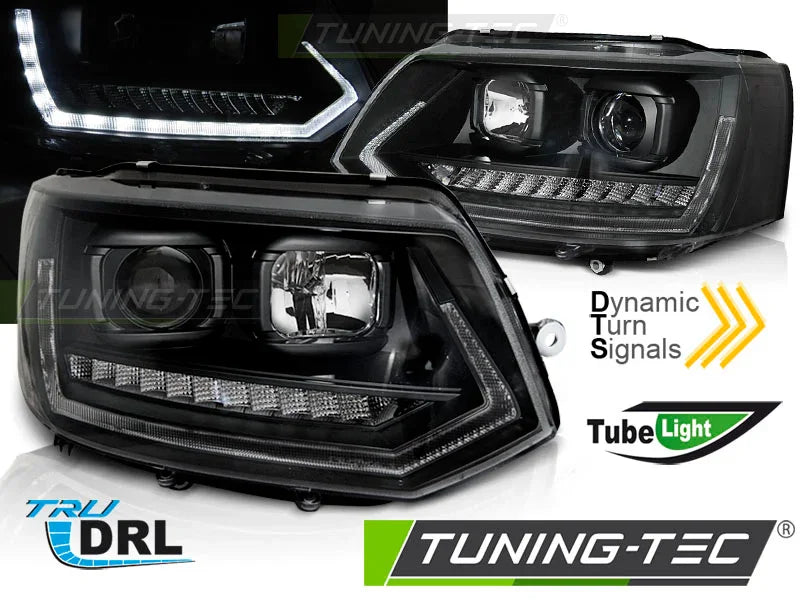 VW T5 2010-2015 Fari Anteriori Light Tube DRL LED Nero - autorivallo
