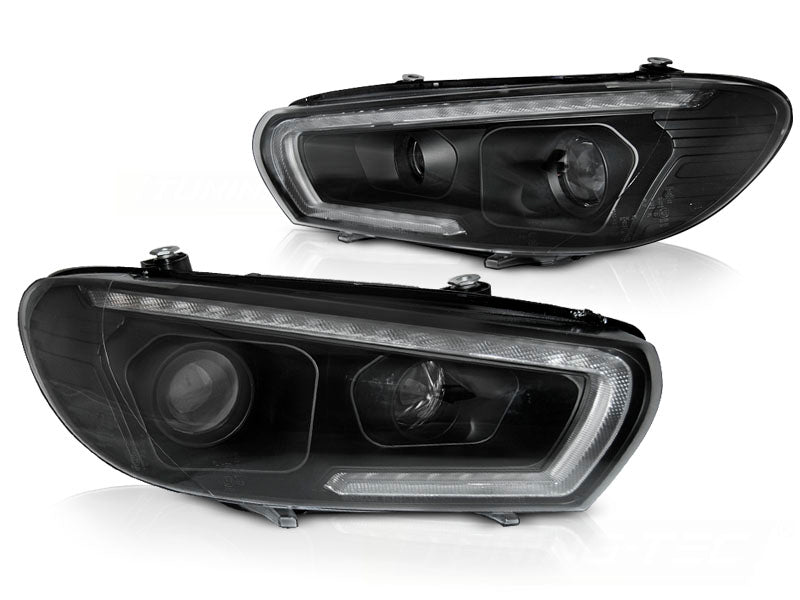 VW Scirocco 2014-2017 Fari Anteriori LED Light Tube Nero - autorivallo
