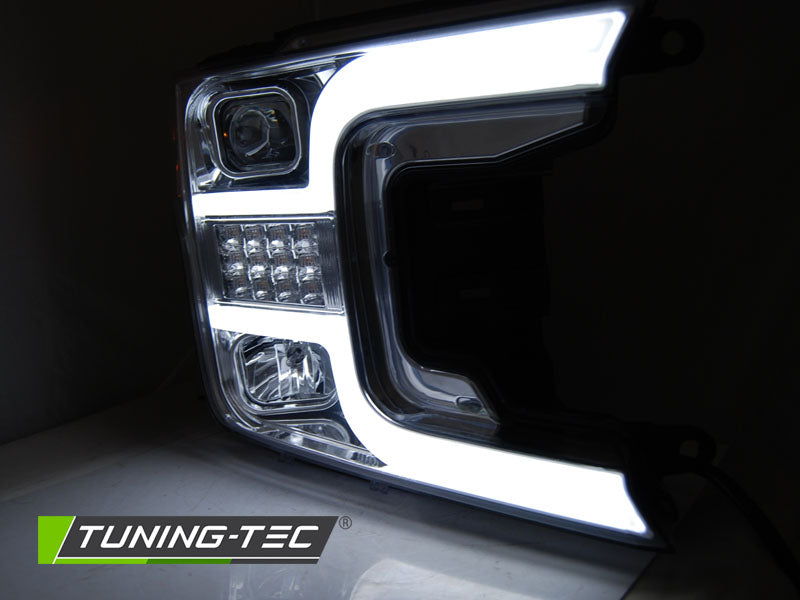 Ford F-150 Mk13 2017-2020 Fari Anteriori LED Light Tube Cromati - autorivallo