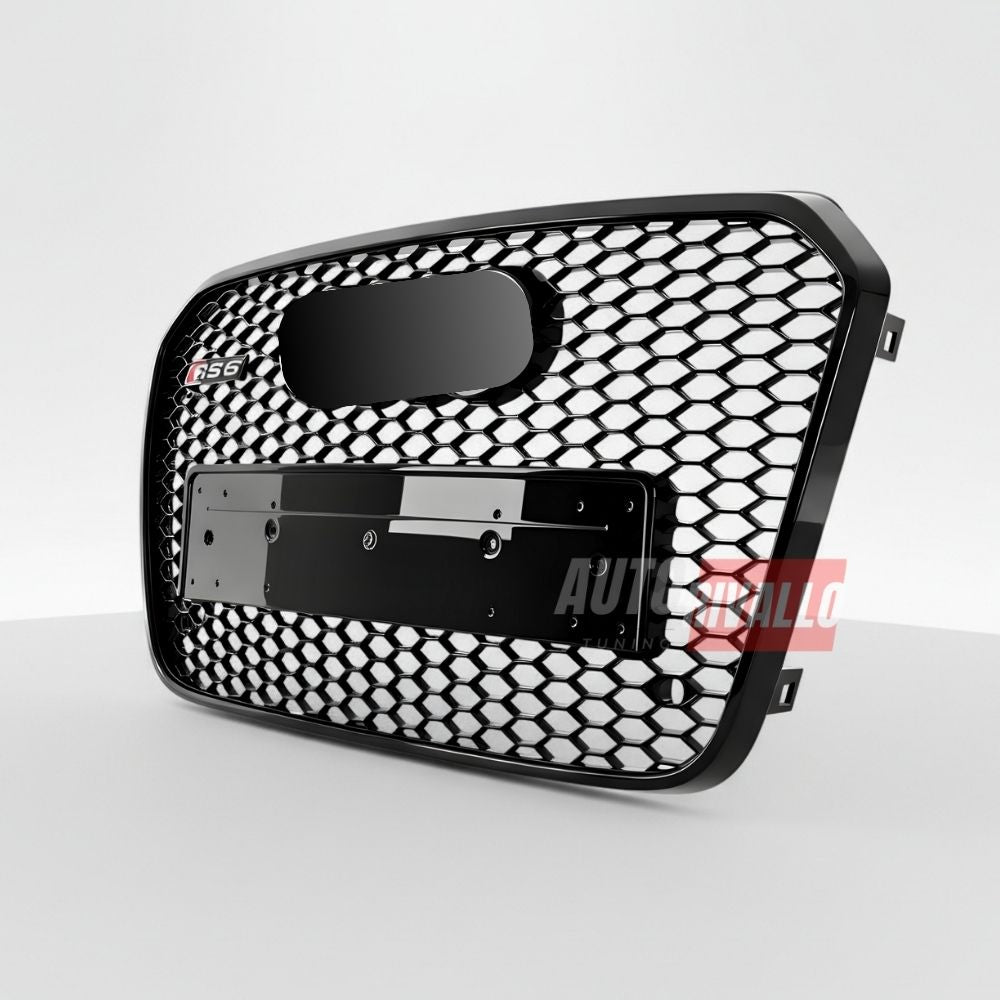 Griglia Audi A6 4G C7 (2010-2014) con logo RS6 e finitura nero lucido, installazione facile.