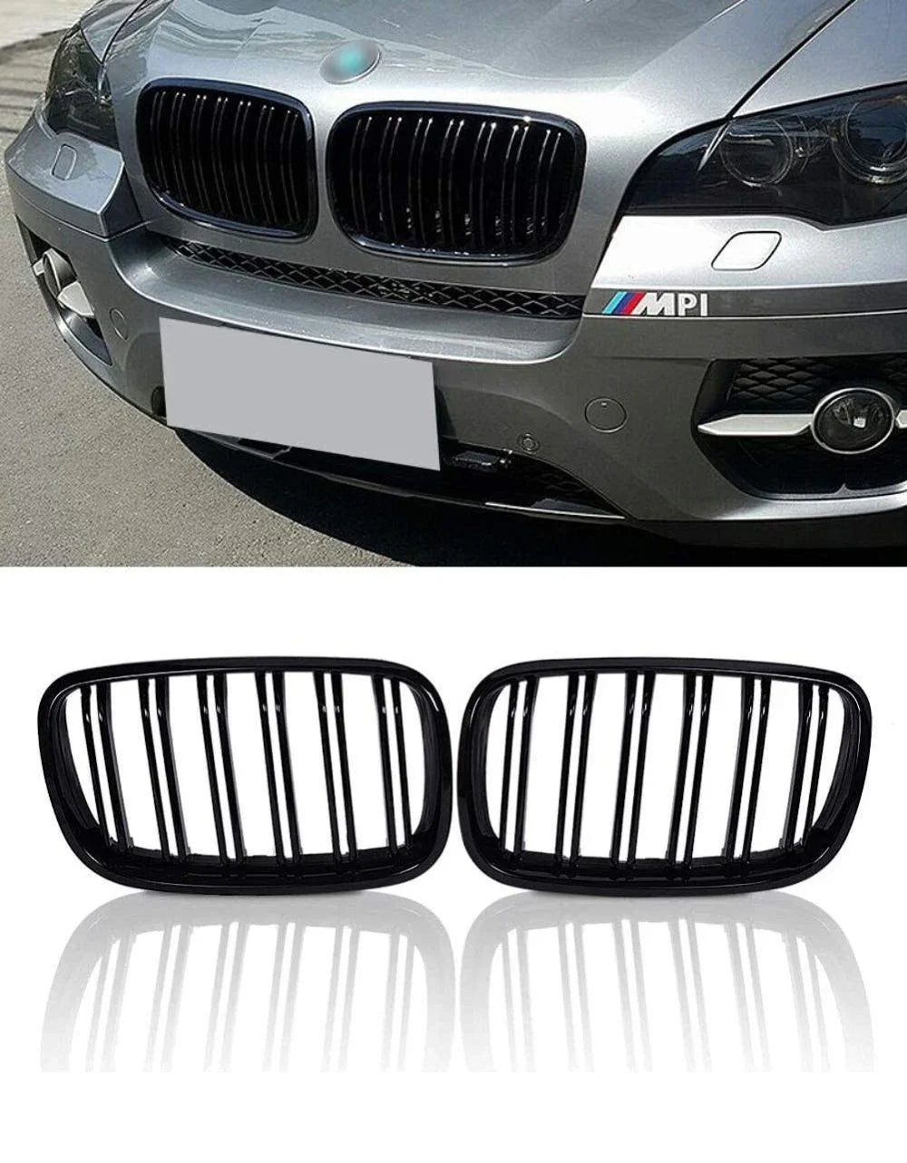 BMW X6 E71 2008-2014 Griglia Anteriore M Look Nero Lucido - autorivallo