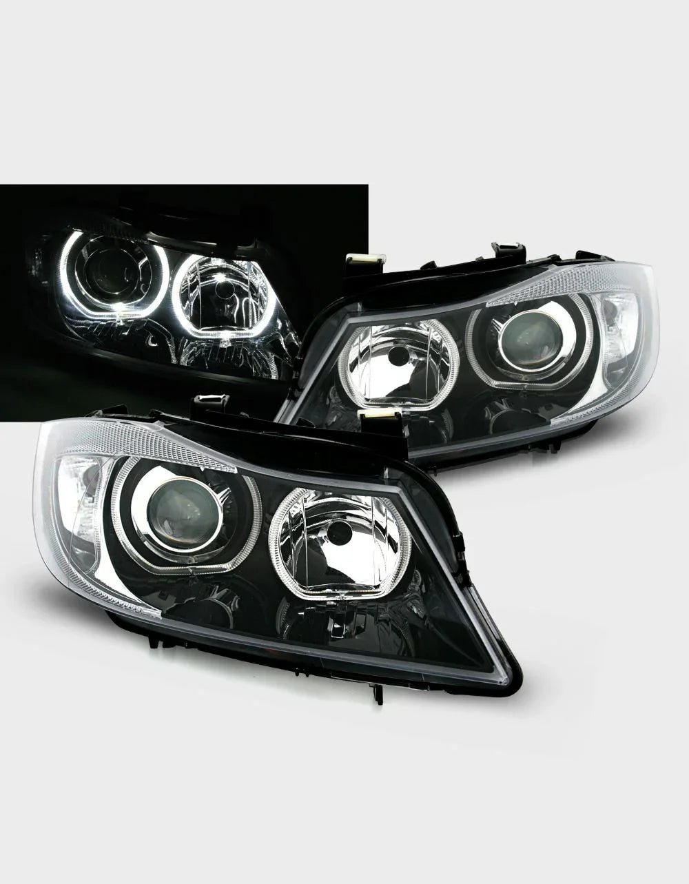 BMW Serie 3 E90 E91 2005-2008 Fari Anteriori Angel Eyes LED - autorivallo