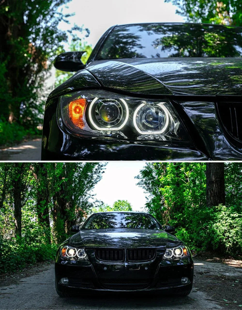 BMW Serie 3 E90 E91 2005-2008 Fari Anteriori Angel Eyes LED - autorivallo