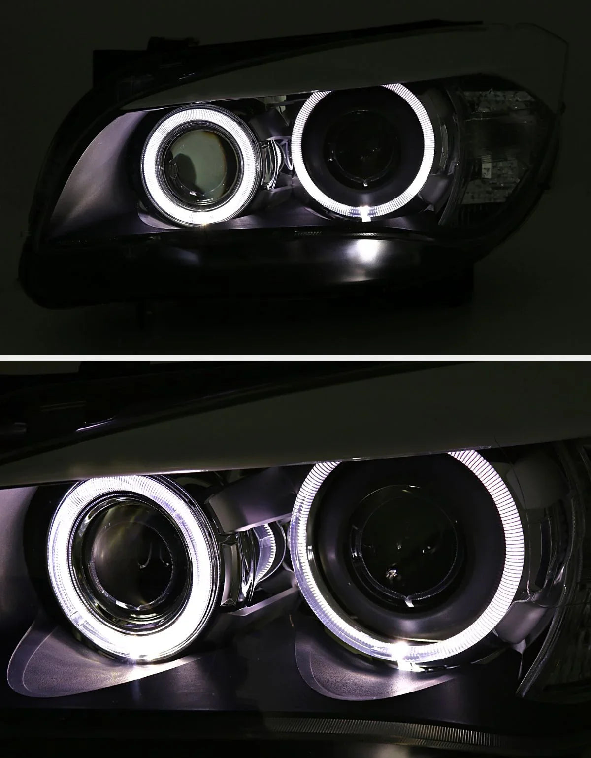 BMW X1 E84 2009-2012 Fari Anteriori Angel Eyes a LED Nero - autorivallo