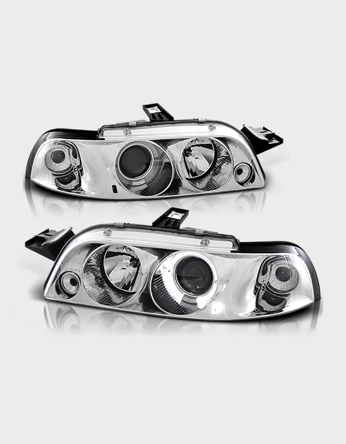 Fiat Punto 1 176 93-99 Fari Anteriori Cromati Angel Eyes LED - autorivallo
