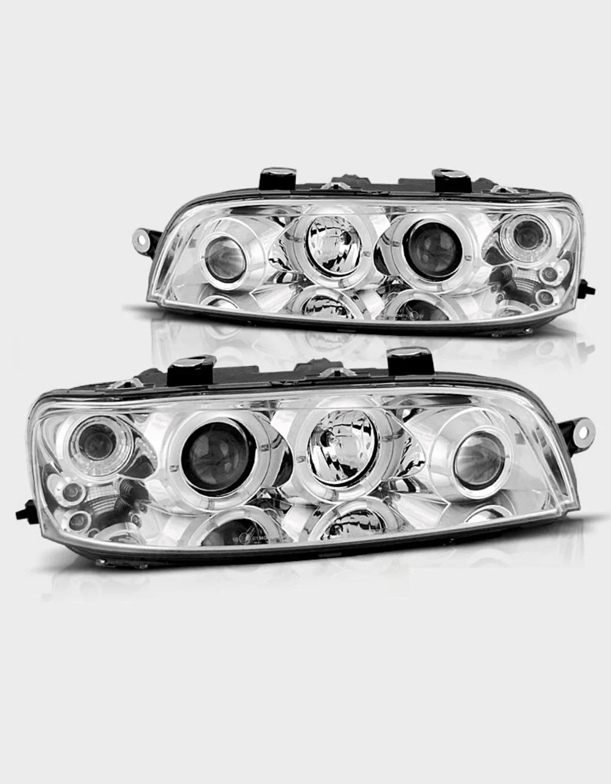 Fiat Punto 2 1999-2003 Fari Anteriori Angel Eyes LED Cromati - autorivallo