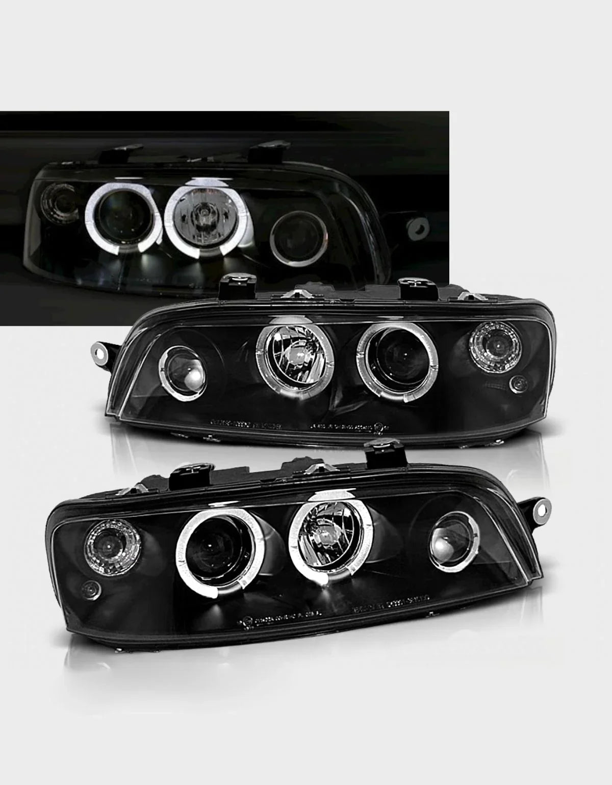 Fiat Punto 2 1999-2003 Fari Anteriori Angel Eyes CCFL a LED - autorivallo