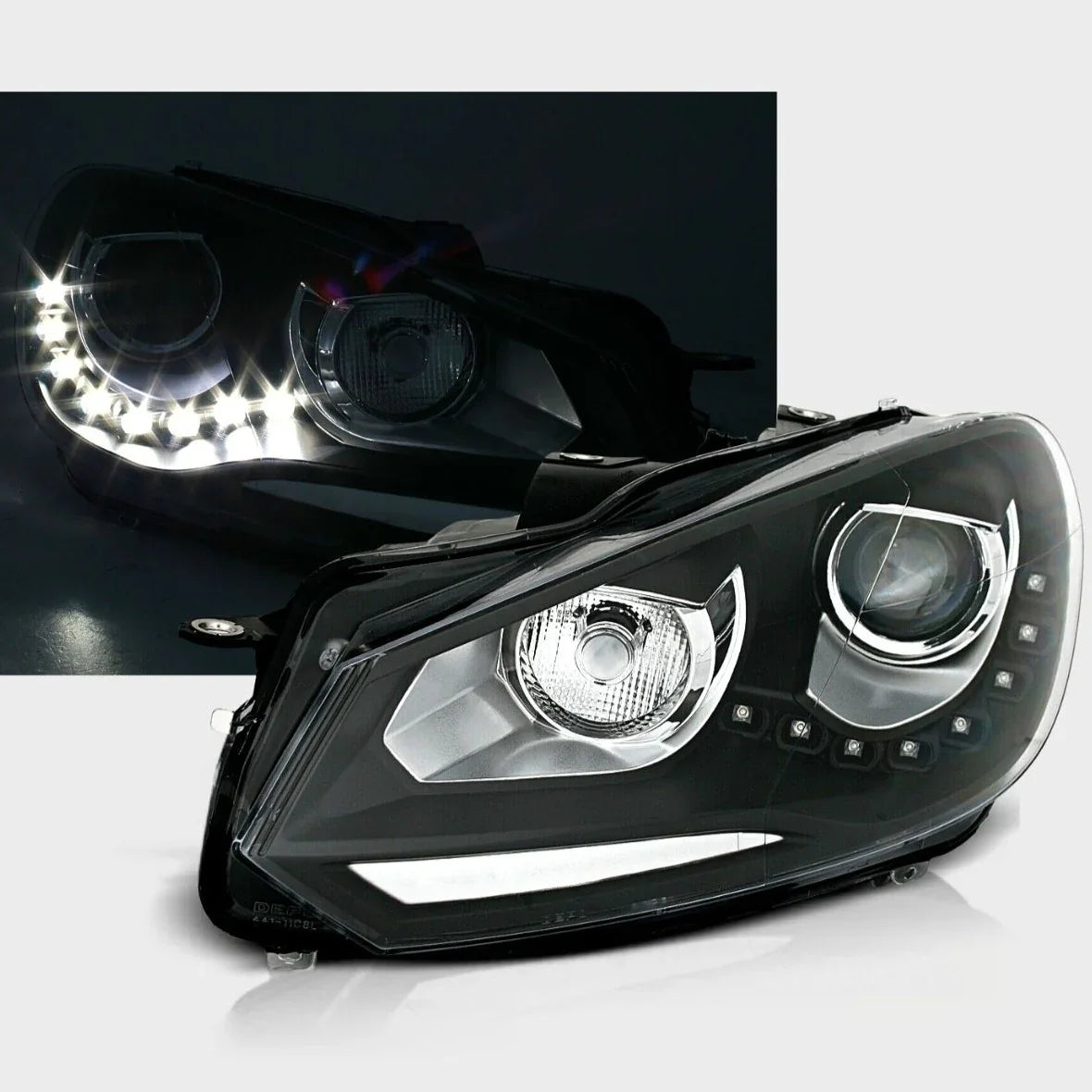 VW Golf 6 2008-2012 Fari Anteriori Con Vere Luci Diurne LED - autorivallo