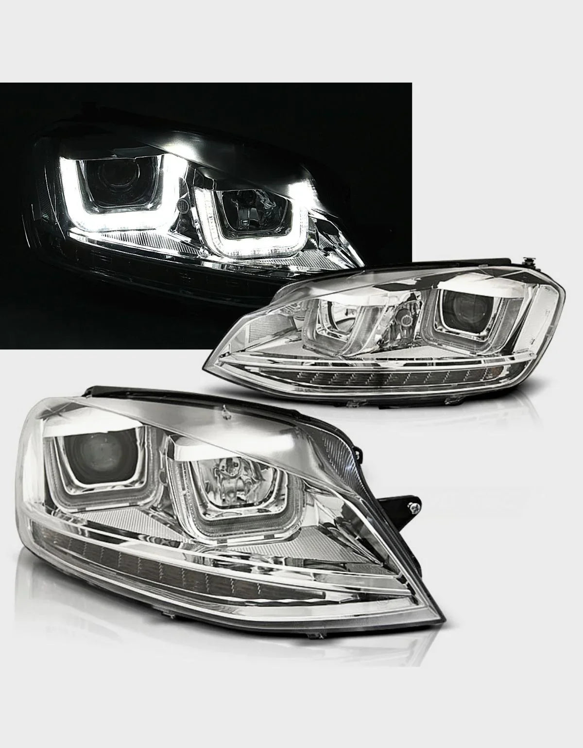 VW Golf 7 VII 2012-2017 Fari Anteriori Cromato Frecce a LED - autorivallo