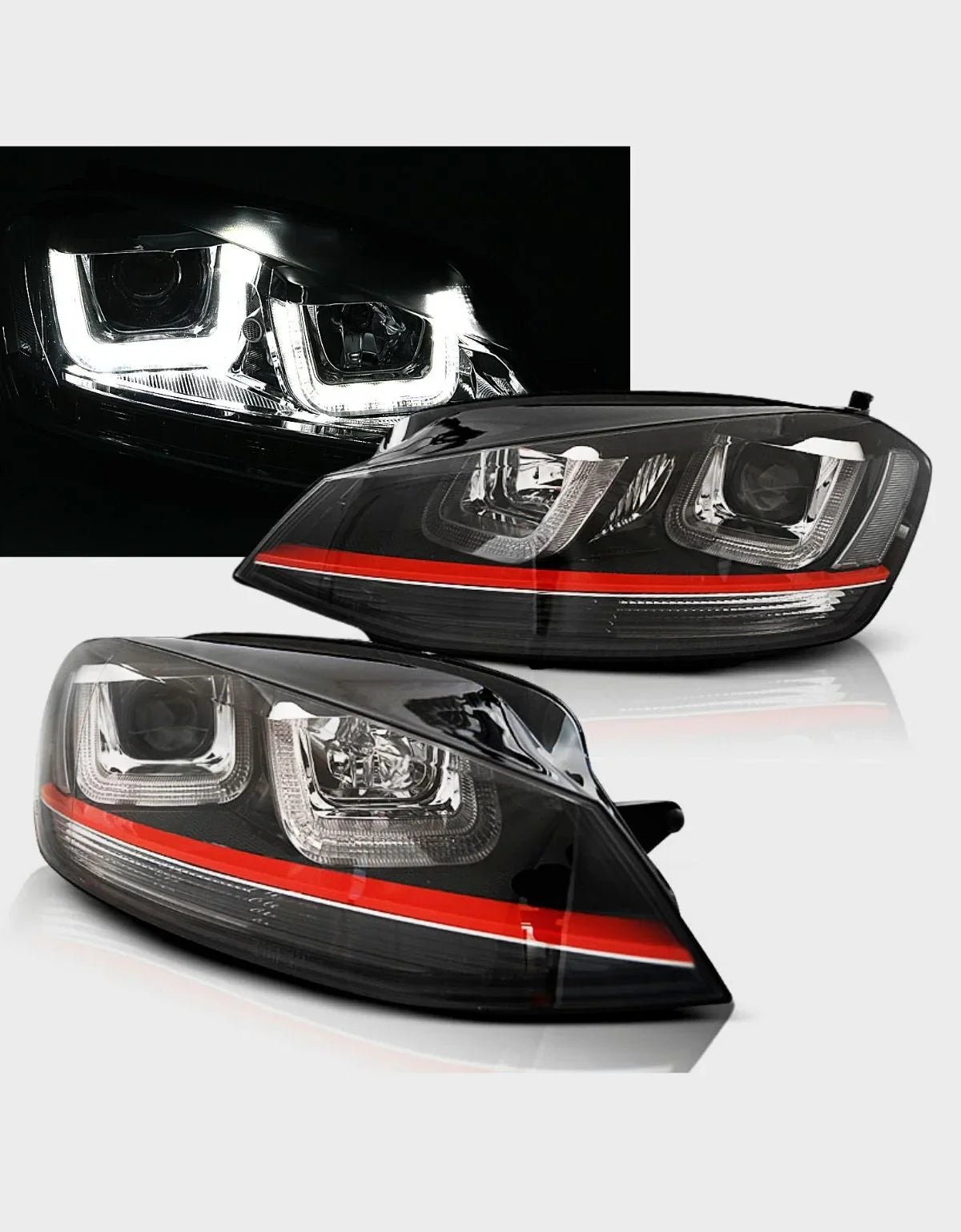 VW Golf 7 2012-2017 Fari Anteriori GTI Look Luci Diurne LED - autorivallo