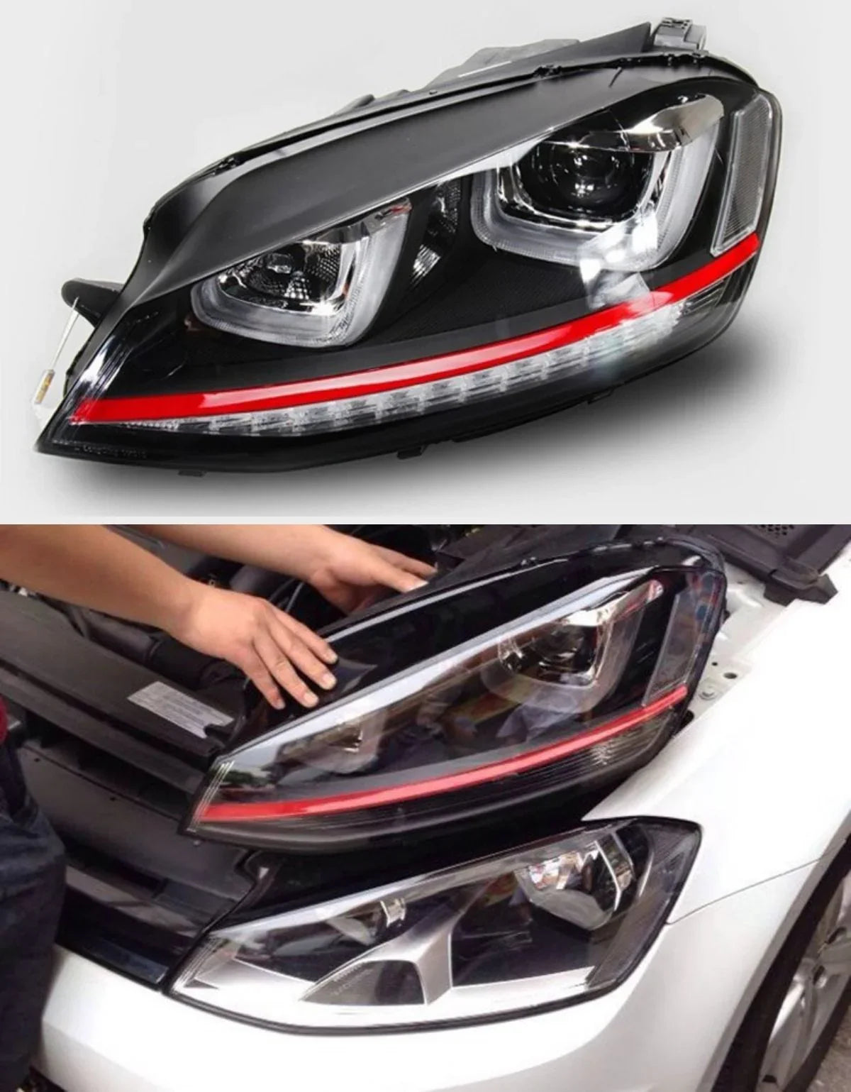 VW Golf 7 2012-2017 Fari Anteriori GTI Look Frecce a LED - autorivallo