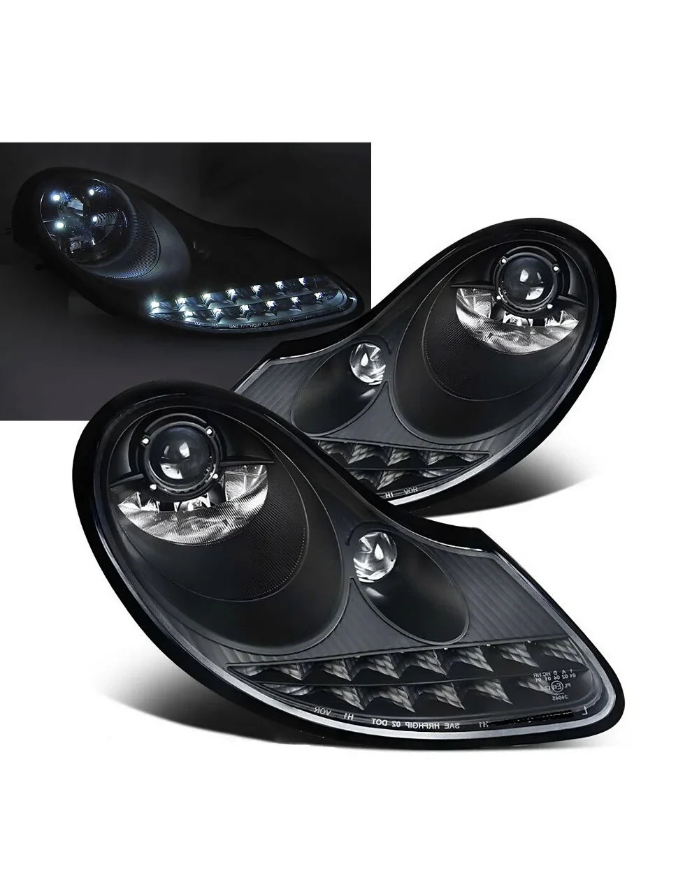 Porsche Boxster 911 1996-2004 Fari Anteriori LED Nero Lucido - autorivallo