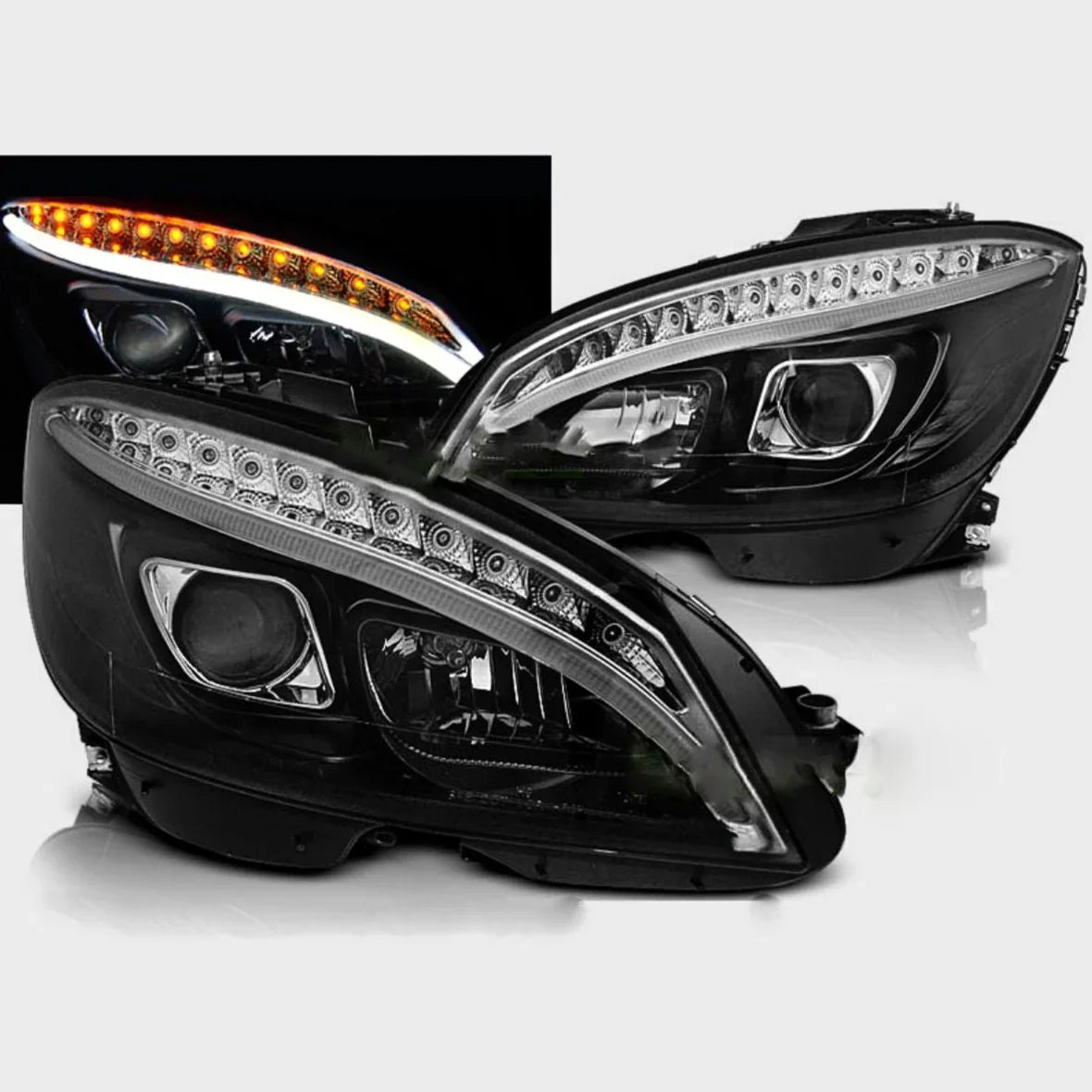 Mercedes Classe C W204 07-10 Fari Anteriori Luci Diurne LED - autorivallo