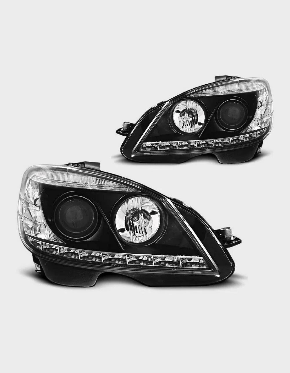 Mercedes C W204 07-10 Fari Anteriori Luci Diurne LED - Nero - autorivallo