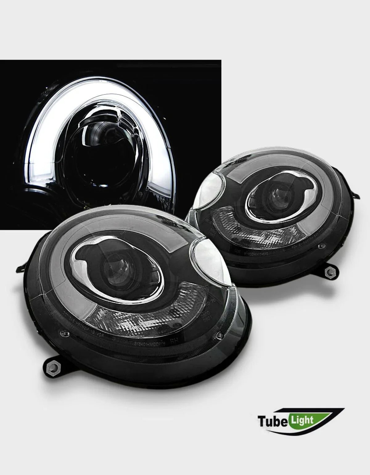 Mini R56 R57 2006-2014 Fari Anteriori Luci Diurne LED Nero - autorivallo