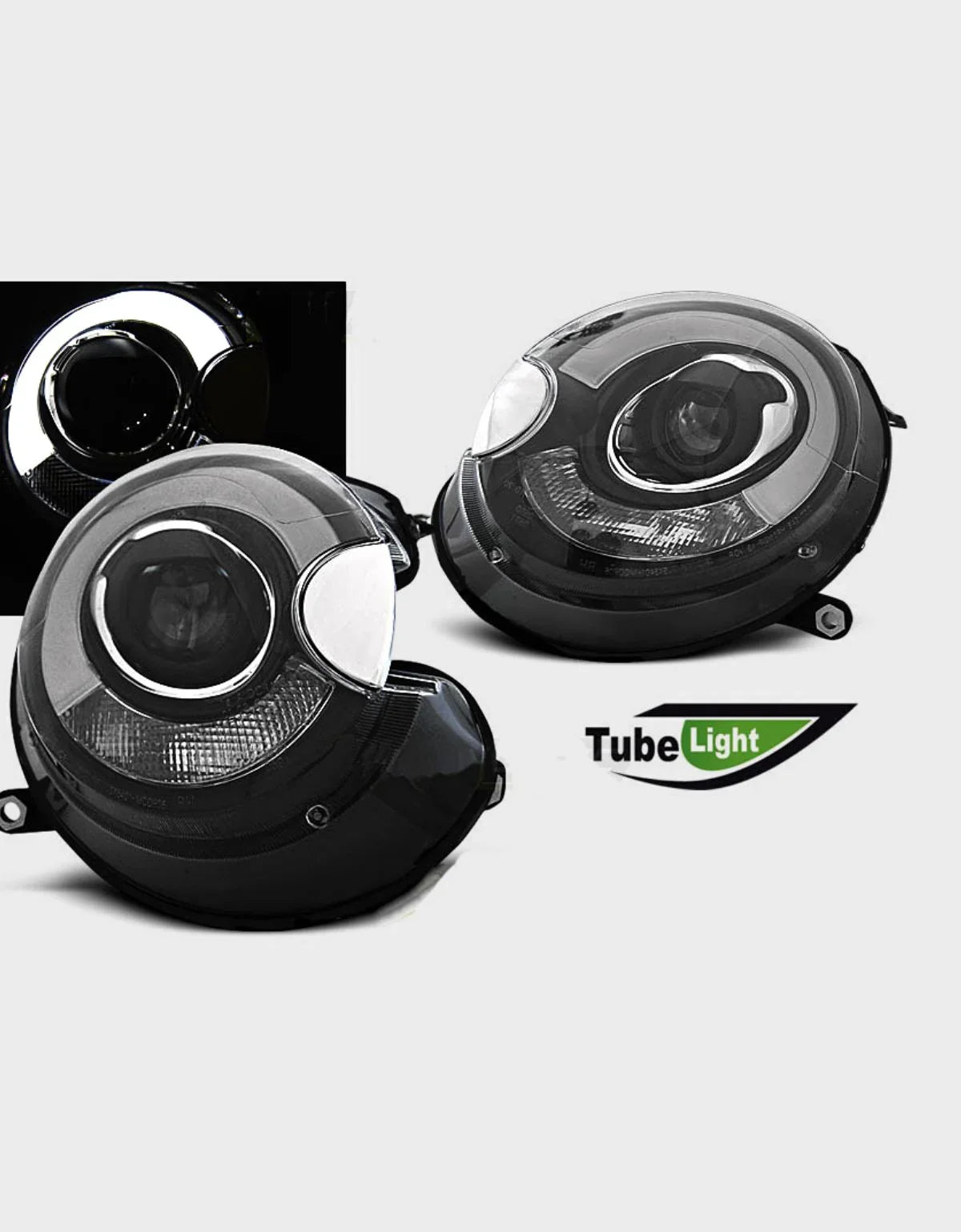 Mini R56 R57 2006-2014 Fari Anteriori Luci Diurne LED Nero - autorivallo